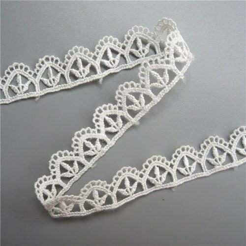 New 2 yard White Polyester Flower Embroidered Lace Trim Ribbon Fabric Handmade DIY Garment Wedding Dress Sewing Supplies Craft