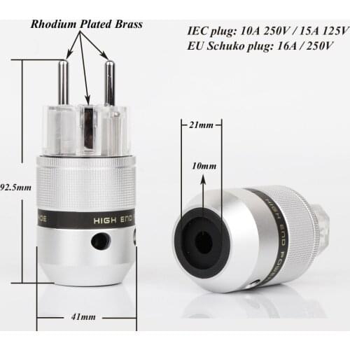 One Pair ER(T)+CR(T) Rhodium plated Schuko Power connector+IEC Female Plug