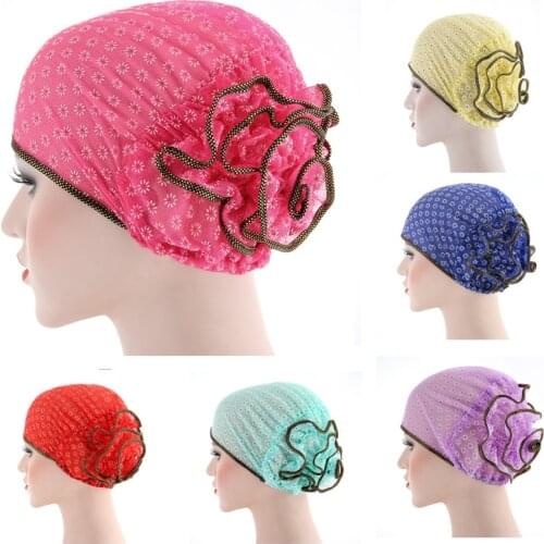 NEW Womens Muslim Hats Stretch Turban Large Flower Hat Chemo Hair Loss Head Scarf Wrap hijab scarf beanie turban headscarf Caps