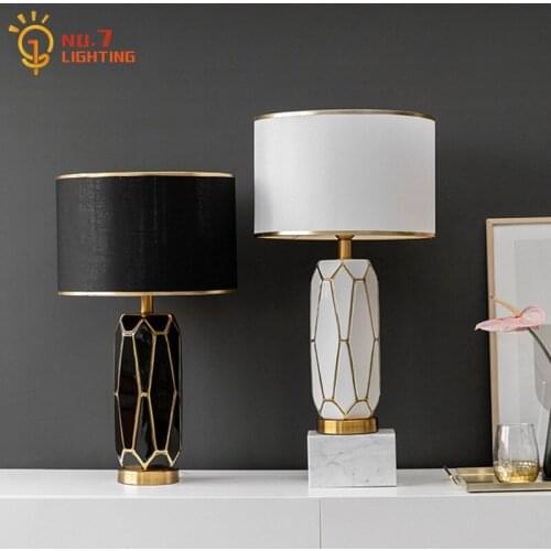 Postmodern Luxury Bedroom Bedside Decorative Table Lamp Ceramics Fabric Art Desk Light Living/Model Room Background Cafe Balcony
