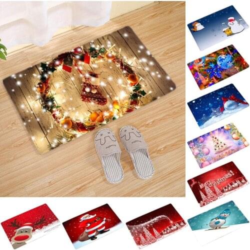 Christmas Garland Tree Snowman Elk Anti-slip Doormat Kitchen Bathroom Floor Mat Carpet breathable and mould-proof XmasDecoration