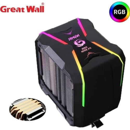 Great Wall CPU Air Cooler 4 HeatPipes Radiator 4 Pin Cooling fan 90mm PWM 5V 3Pin RGB for LGA 115x/AM4 AURA SYNC CPU Cooling