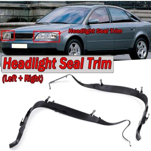 High Quality 2x Car Front Headlight Seal Cover Trim Ring For Audi A6 C5 2002-2005 Facelift 4B0941191A 4B0941192A