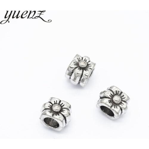 YuenZ 15pcs Beads Charms Antique Silver color flower Big Hole Spacer Beads Charms Pendants For Bracelets Jewelry Making R215