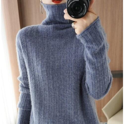 2121 Autumn/Winter Cashmere Sweater Woman High neck Pullover 100% Pure Wool Casual Knitted Tops Female Jacket Korean Fashion