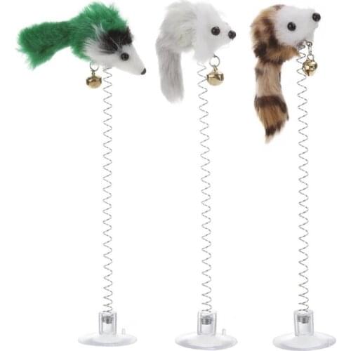 1pc/3pcs Cat Toy Interactive Teaser Feather False Mouse Sucker Spring Elastic Kitten Toys Dog Cat Intelligence Playing Trainning