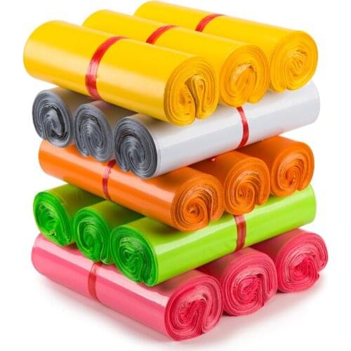 100pieces/lot) Express Packing Bag Large Thick White Yellow Pink Green Black Blue Waterproof Logistics Packaging Courier Bag