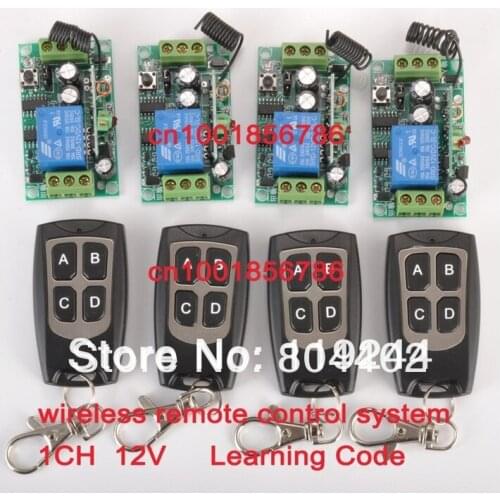 12V 10A 1CH Non-Latched/Self-Latched Wireless Switch RF Wireless Remote Control Switch System 4 transmitter +4 receiver(switch)