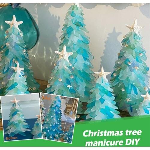 2021Beautiful Green Christmas Tree, Creative Unique Christmas Decoration Sea Beach Resin Christmas Tree Home Party Ornaments