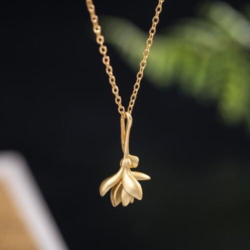 2021 new product 925 silver fashion Magnolia Necklace womens Retro flower jewelry Valentines Day gift for girlfriend