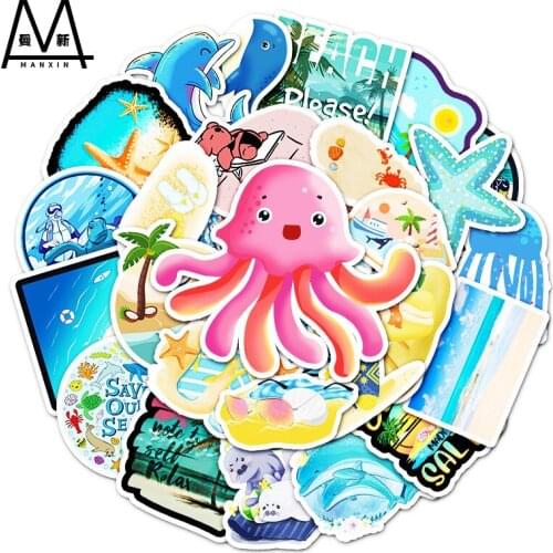 3 Sets = 150PCS Marine Series Biological Stickers Water Cup Computer Luggage Refrigerator Waterproof Stickers