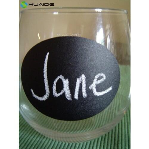 48pcs 2.5inch Black Mini Chalkbord Labels Stickers Chalkboard Wine Glass Labels Removable Vinyl Waterproof Wall Decal A640