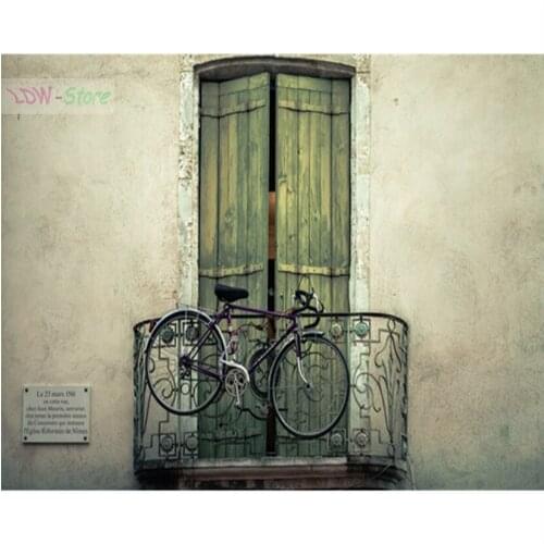 Bike balcony door,5D DIY Diamond Painting Cross Stitch Diamond Embroidery Square/round Drill Diamond Mosaic Home Decor NEW596