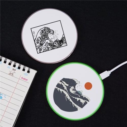 Fashion Art Wave 10W Qi Wireless Charger For iPhone 11 Pro 8 XS MAX 12 XR Induction Fast Charging Pad For Samsung S10 Xiaomi mi9