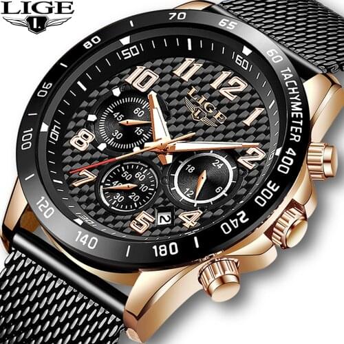 LIGE 2020 Mens Watches Top Brand Luxury Waterproof Fashion Watch Quartz Watch Men Sport Chronograph reloj hombre dropshipping