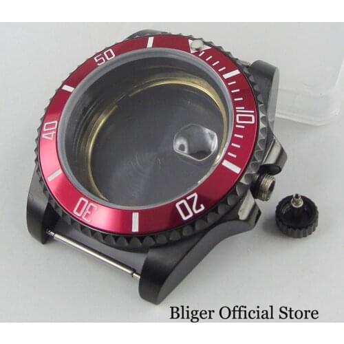 BLIGER 40mm Watch Case PVD Coated Sapphire Glass + Alloy Bezel Fit ETA 2836 MIYOTA Movement