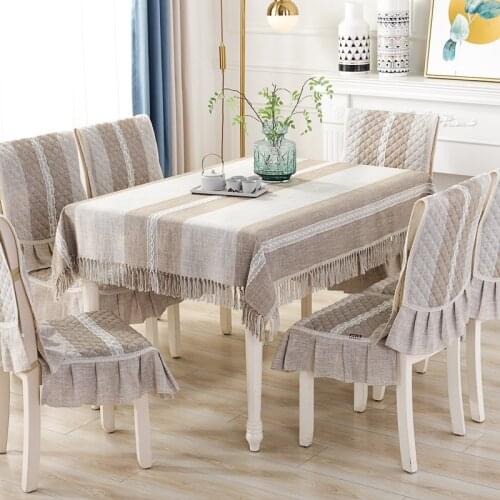 Nordic Tablecloth with Tassel Chair Cover European Style Linen Table Cover Washable Table Cloth for Dinning Party Decor Covers