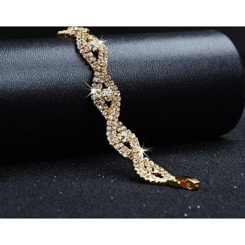 DIWENFU 18K Gold Fine Jewelry Diamond Bracelets for Women Aros Mujer Oreja Silver 925 Jewelry 18K Gold Color Bizuteria Bracelets