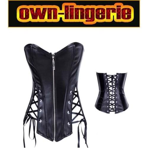 Hollow out leather corset red and black leather underwear corset latex shaper bustier