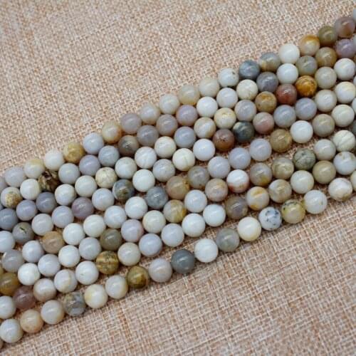 Round 6mm 8mm 10mm bamboo leaf agates natural stone multicolor jaspers onyx loose spacers beads diy jewelry findings 15"