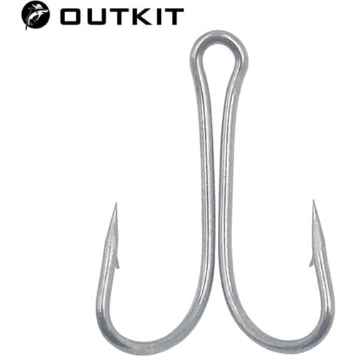 OUTKIT 20Pcs/Lot High-Carbon Steel Fishing Hooks Crank Hook Fly Tying Double Hook For Bass Lure Fishing High Quality Accessories