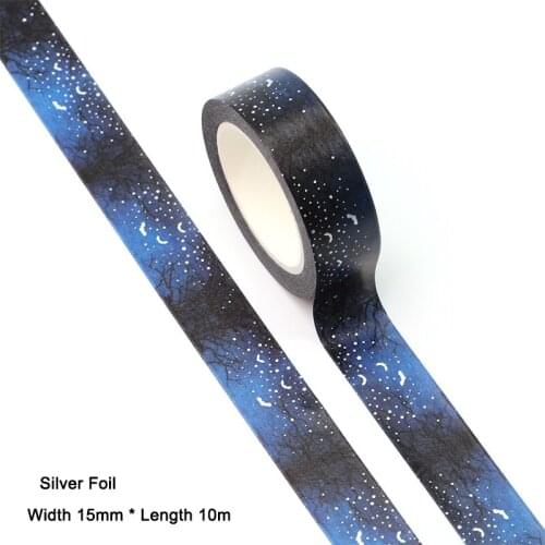 NEW 10pcs/Lot15MM*10M Halloween Silver Foil Dark Forest Bat Sky Decorative Washi Tape Wholesale Masking Tape washi tape stickers