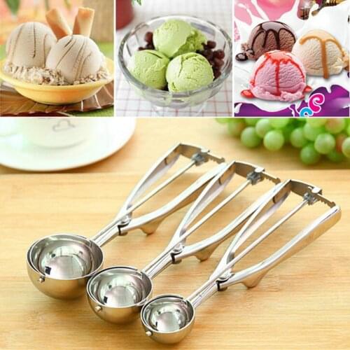 New Kitchen Ice Cream Mash Potato Scoop Stainless Steel Spoon Spring Handle Kitchen Accessories Wholesale 3 size for choose