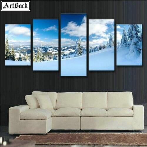 5 spell diamond painting cedar winter landscape sticker full square drill 3d diamond mosaic cross stitch art home decoration