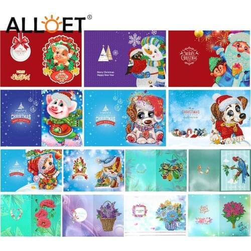 5D DIY Diamond Painting Christmas Card Kits Special Drill Mosaic Rhinestone Greeting Cards Craft for Xmas New Year Birthday Gift