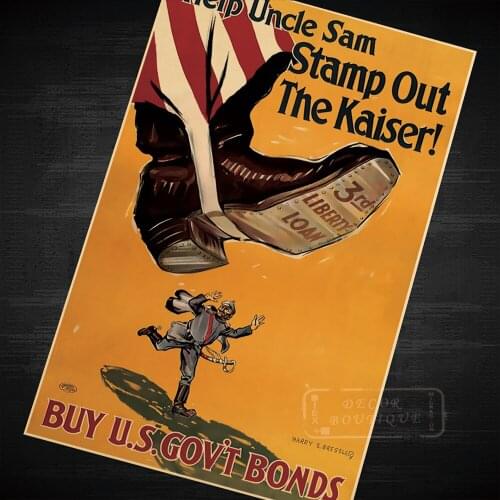 Help Uncle Sam Stamp out kaiser Bonds WW2 WWII Propaganda Vintage Poster Canvas DIY Wall Sticker Art Home Bar Posters Decor