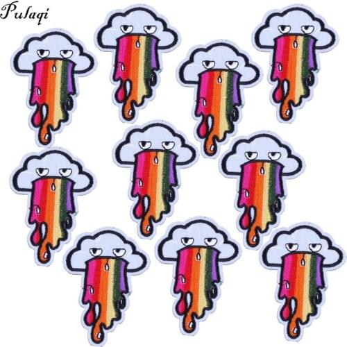 10PCS Cheap Rainbow Parches Embroidery Iron On Patches For Kid Jacket Ornament Patch Clothing DIY Stripes Sticker Motif Applique