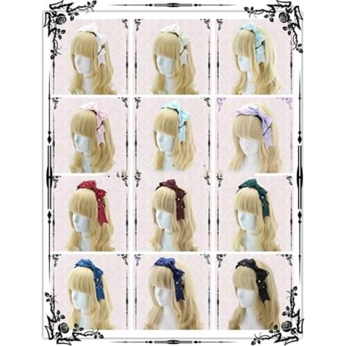 Handmade Self-Design Lolita Hairband Plaid Check Ribbon Bow Key Pendant Cute Headband