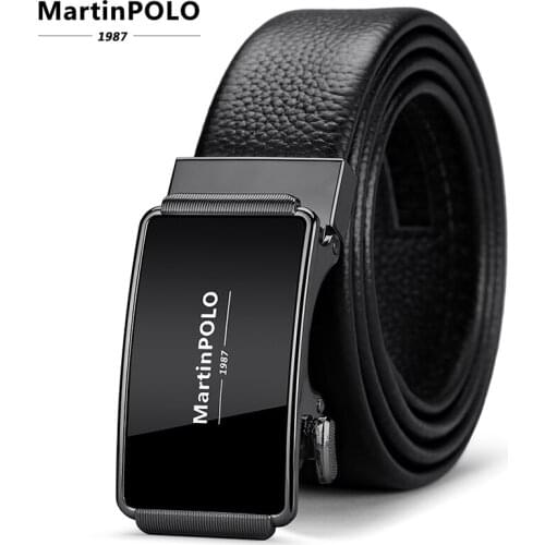 MartinPOLO Fashion Man Genuine Leather Automatic Buckle Belt First layer cowhide Belts for Men 3.5cm Width MP02001P
