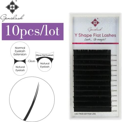 Genielash Y shape Flat eyelash extension Matte ellipse eyelashes individual