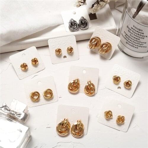 IF YOU Vintage Irregular Knot Stud Earrings For Women Punk 2019 New Trendy Gold Color Metal Earring Statement Fashion Jewelry