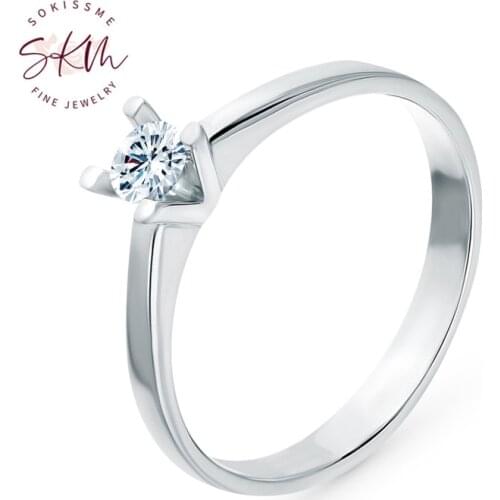 SKM 14k 18k classic white gold moissanite rings for women Engagement wedding rings designer Luxury Fine Jewelry
