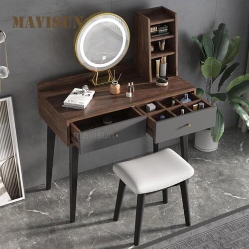 Makeup Dressing Table Combination With Mirror And Chair Dressers Set For Bedroom Light Luxury Chest Of Drawers Indoor Furniture