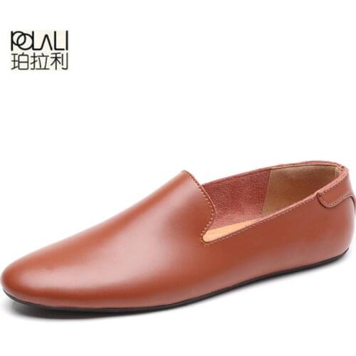 POLALI High Quality Leather Men Casual Shoes Slip On Fashion Mens Loafers 2020 Brand Designer Man Moccasins Flats Zapatos Hombre