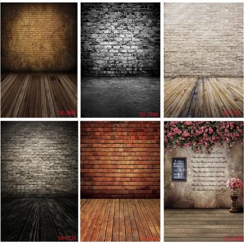 Vinyl Custom Photography Backdrops Vintage Brick Wall Wooden Floor Theme Photo Background Studio Prop 2157 YXFL-73