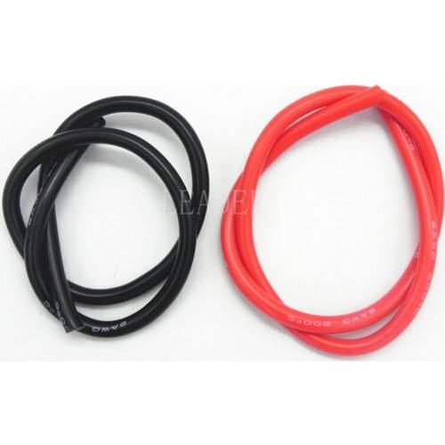 1 Meter Black+1 Meter Red 8AWG/ 10AWG High Temperature Soft Silicone Cable Silica Gel Wire Heatproof Tinned Copper Power Cable