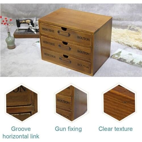 Solid Wood Storage Chest Box Desktop Jewelry Organizer Storage Box Retro 1/2/3 Drawers Make-up Storage Box Organizer 2021