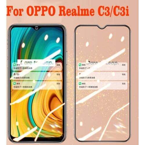 2PCS Full Glue Tempered Glass For OPPO Realme C3 C21Y Screen Protector 9H protective film For OPPO Realme C3i C25S glass
