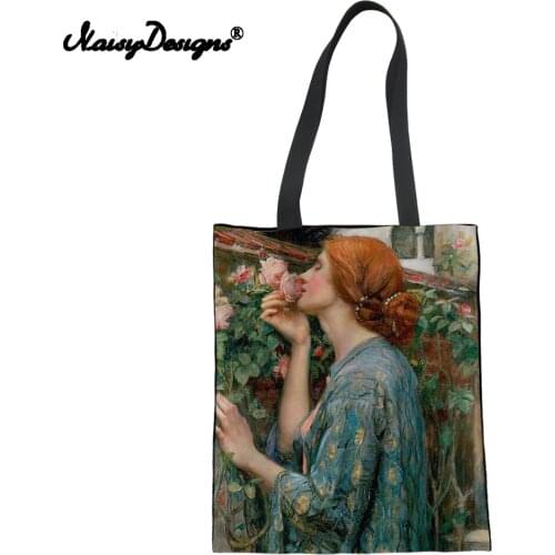 NOISYDESIGNS Vintage Style Painting Reusable Women Shopper Bags Large Eco Canvas Ladies Bags Handbags Girls School Tote Bags New