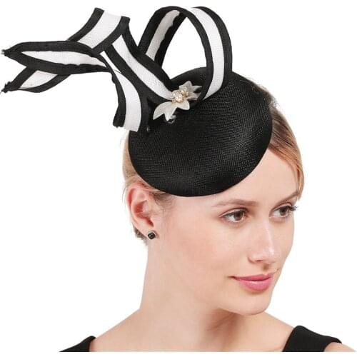Black Imitation Sinamay Fascinator Wedding Women Hats Charming Party Dinner Headpiece Elegant Ladies Marry Hair Accessories