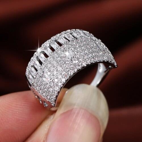 Women Rings Fashion Glamour Banquet Engagement Rings Zircon Silver Plated Rings Specially Designed For Women Gift For Girlfriend