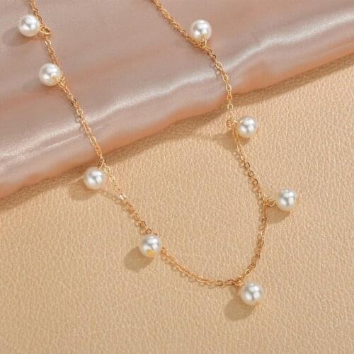 Pearl Beads Womens Neck Chain Kpop Choker Necklace Gold Color Goth Chocker Jewelry on The Neck Pendant 2021 Collar for Girl