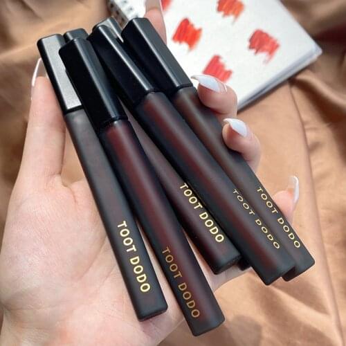 1pc Black Satin Matte Lip Glaze 6 Colors Lip Mud Velvet For Students Square Tube Mini Black Tube Lip Gloss Portable Lipstick