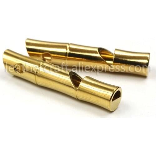 1x Pure brass polished Survival Whistle Cylindrical/ Bamboo shape Key Chain Decoration pendant Referee Whistle SOS Tool