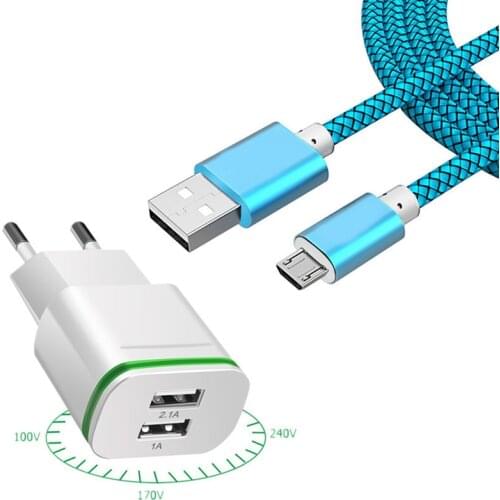 20CM 1M Micro usb charger & LED lamp eu plug wall adapter for Samsung galaxy j3 j5 j7 Neo 2017 Doogee lg k7 k8 g4 P Smart phone