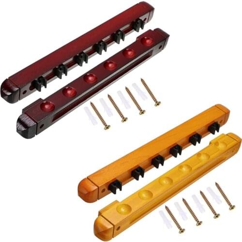 Wall Mounted Hardwood Billiard Cue Rack Pool Cue Rack 6 Clips 24BD